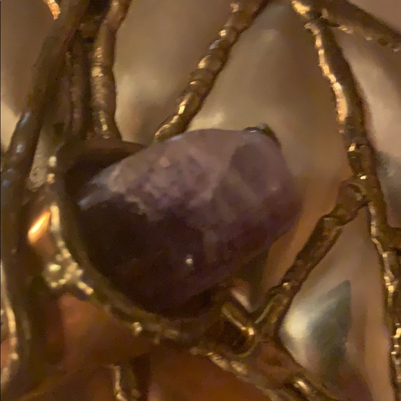Gold / metal leaves & amethyst evening bag sale - Picture 8 of 12